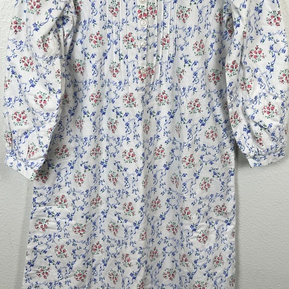 Lanz of Salzburg Nightgown Size XS Cotton White Floral Long Lounge Sleepwear PJs - Picture 5 of 13